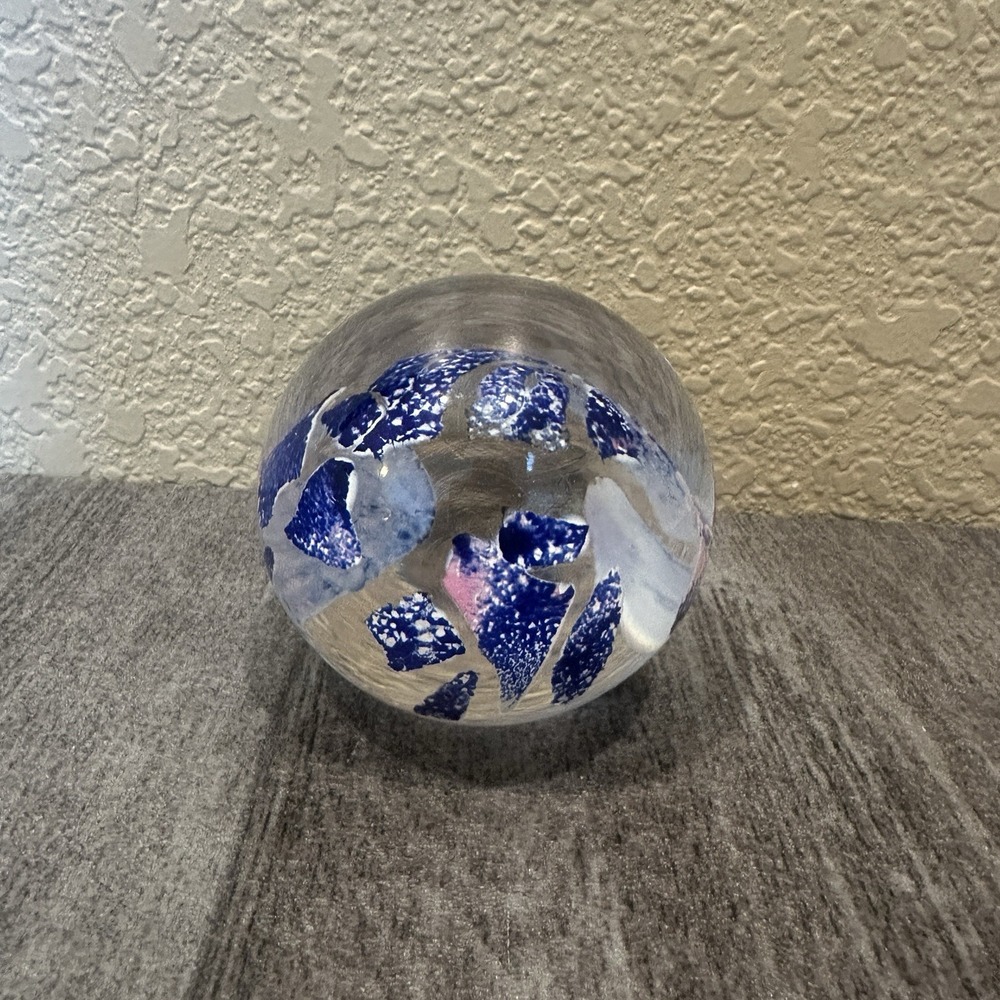 Vintage Glass Paperwork Eith Blue White Speckle Fragments